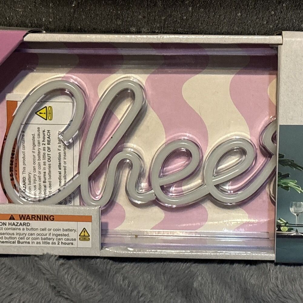 Belle Maison "Cheers" Tabletop Neon Sign, NEW Light Room Bar Decor
